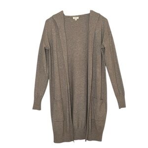 Debut Womens Open Front Tan Cardigan Sweater with Pockets Size Small/Medium